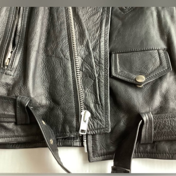 Women’s black leather biker jacket, vintage. - Picture 3 of 11